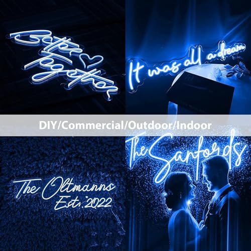 Image of NEWNESS 13.2 Feet Blue Neon LED Strip Lights | IP65 Waterproof Flexible Silicone Rope Light with 12V Power Adapter for Home Decor