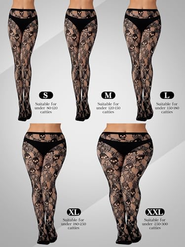 Image of Ramede 6 Pairs Women Fishnet Tights Thigh High Waist Bow Stockings Patterned Lace Fishnet Leggings Pantyhose for Halloween