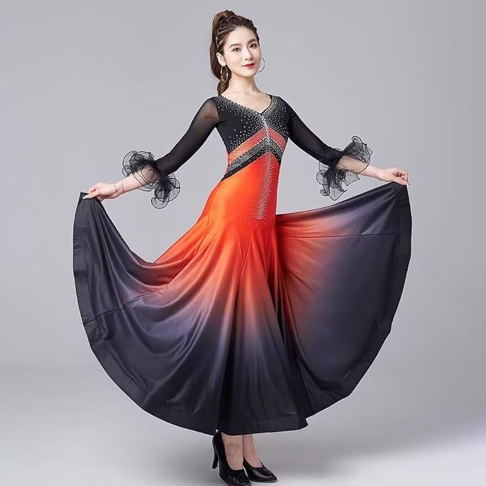 社交ダンスドレス 黒とオレンジ Amazon.co.jp: 社交ダンス ドレス ラテン ダンス 衣装
