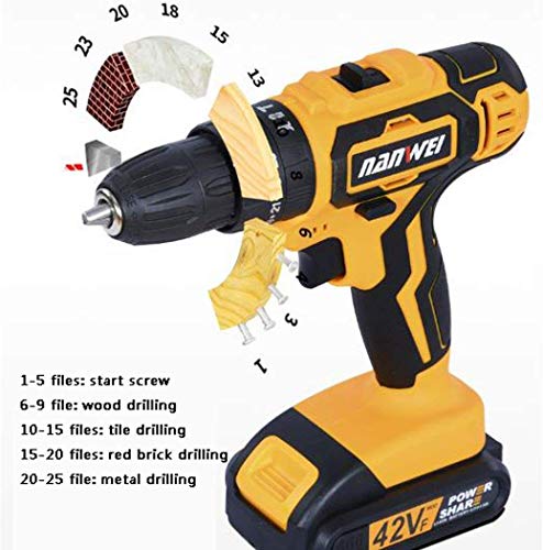 Spacmirrors Akku-Bohrschrauber, Schlagbohrschrauber Akkuschrauber-Set, 42V mit LED-Licht, professionelle Akku-Schlagbohrmaschine – Bild 3