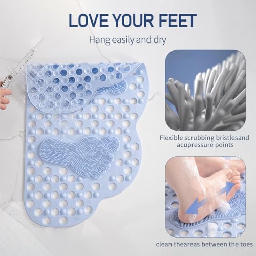 Qinnliiop FHDD-YD-BLUE Non Slip Bathtub Mat 28 X 16 Massage Shower Safety Mat, Mildew Resitant Shower Mats thumb #3