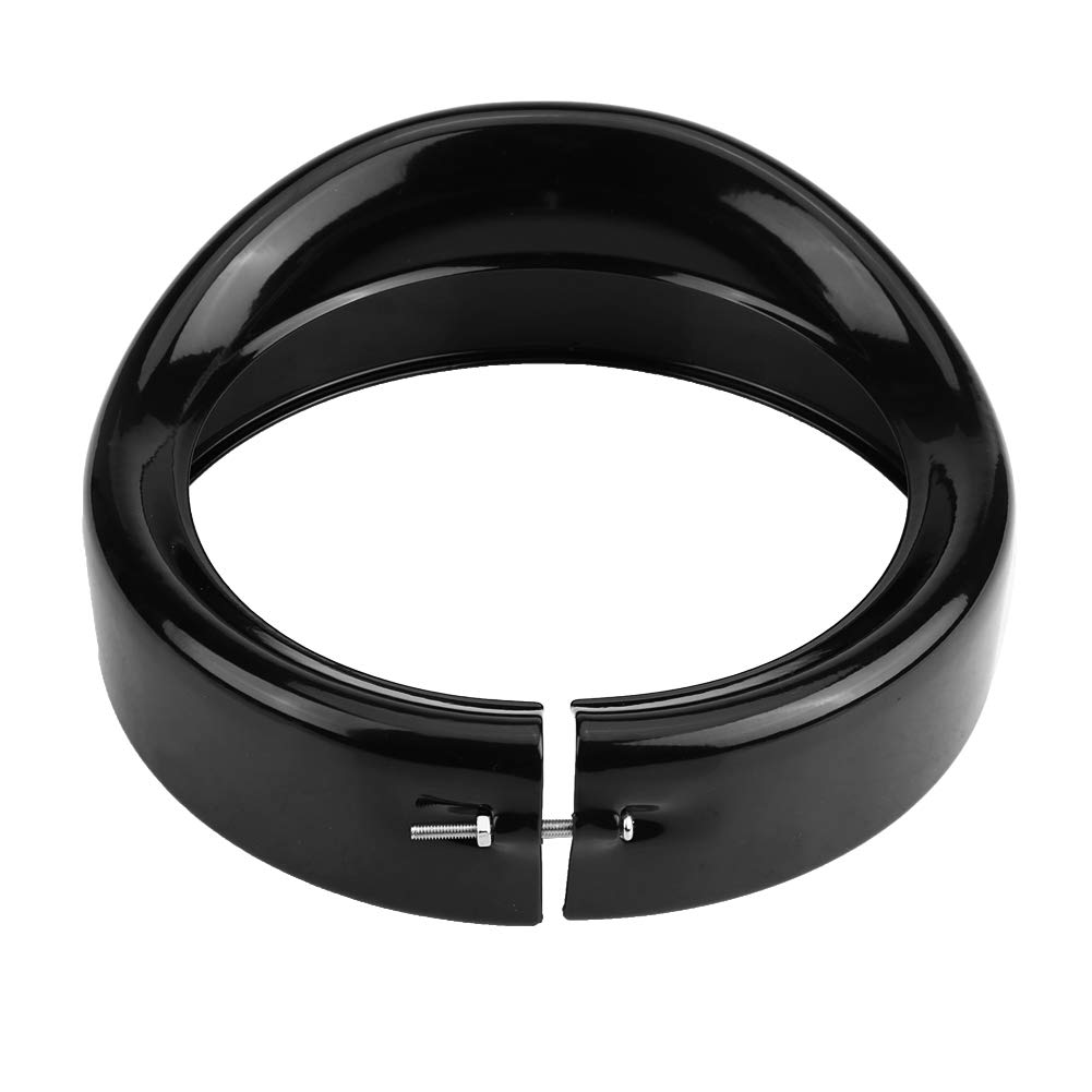 Akozon 7" cromato moto nero faro cerchio anello staffa visiera stile faro anello di rifinitura faro moto anello di rifinitura copertura per FLD Trike Road King