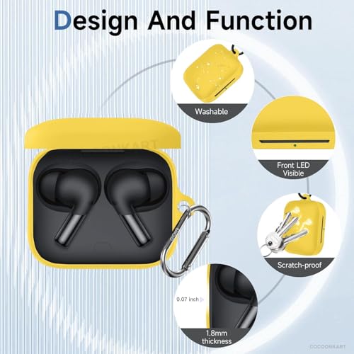 Image of Silicone Case Cover Compatible for OnePluss Buds 3 -Yellow