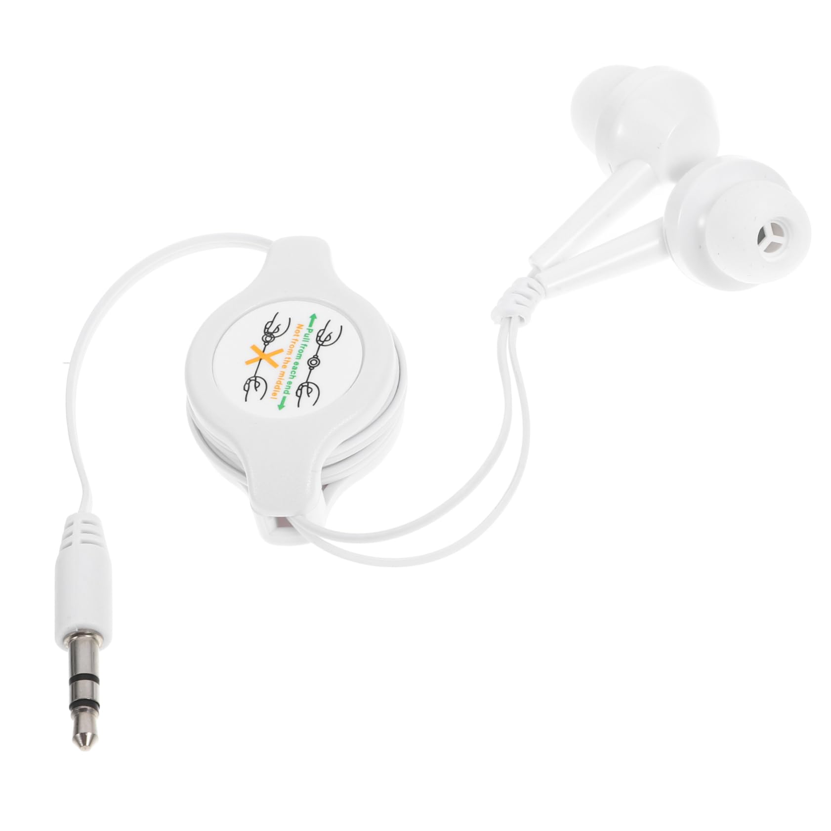Housoutil Ear Earphones Retractable Wired Earbuds with Jack Lightweight Portable for Players Smartphones and Digital Devices White