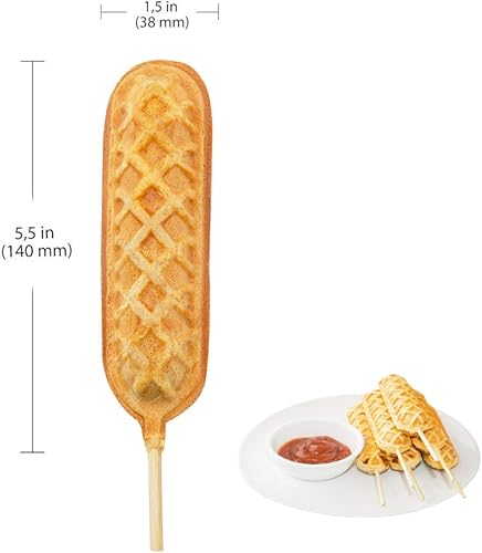 Miniatura 4 de Hotdog Waffle Iron  5 gofres de maíz para perros en un palo  Antiadherente  Uso comercial  110V