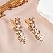 Gold Clip On Earrings for Women, Long Flower Dangle Earrings, Gold Floral Statement Clip On Earring No Piercing Jewelry