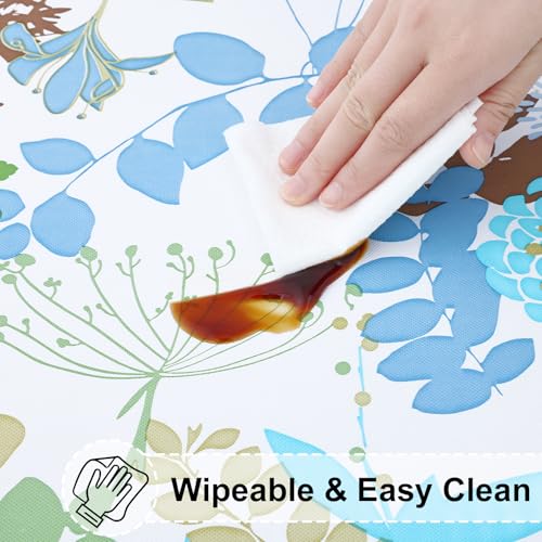 misaya Round Fitted Tablecloth with Elastic Edge, 100% Waterproof Oil Proof Plastic Table Cover, Vinyl Flannel Backed Tablecloth Fits 25"-30" Round Tables for Dinner, Outdoor, Picnic, Leaves by misaya - Used condition - Image 4