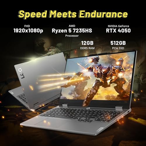 Image of Lenovo LOQ 15.6 inch 144Hz FHD Gaming Laptop, AMD Ryzen 5 7235HS, NVIDIA GeForce RTX 4050, 12GB DDR5, 512GB PCle SSD, Backlit Keyboard, Numeric Keypad, Wi-Fi 6, Win 11, Luna Grey, 1TB Docking Station Set