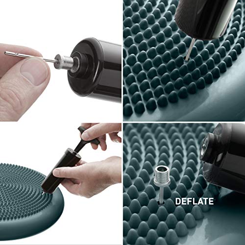 BODYMATE Ballsitzkissen inkl. Pumpe GRAU-BLAU 34cm Durchmesser - Balance-Kissen, Luftkissen, Balance Pad, Noppenkissen - Core-, Fitness-, Reha-, Koordinations- und Rückentraining