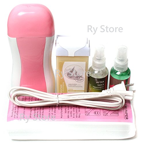 5 in 1 Cream Taste 100g Wax Roll-on Refillable Depilatory Wax Heater Waxing Hair Removal Kit Tools Machine with 100 PCS