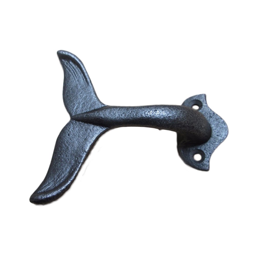 Hook Hanger, Cast Iron Whale Tail Shaped Decorative Wall Hook, Wall Mounted Utility Hanging Hook for Coat Clothes Cap Store Display Rack