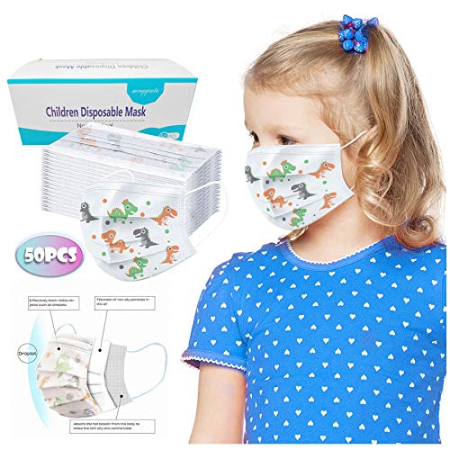Capa descartável para crianças, 50 peças, proteção oral, filtro de 3 camadas, capa à prova de poeira