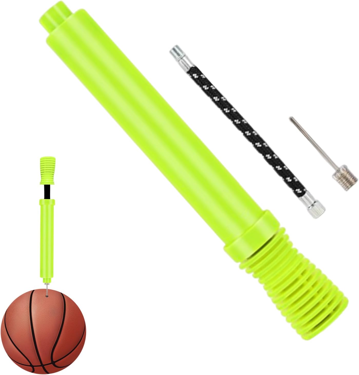 Basketball Pump - Bi-Directional Fill System - Portable Pump with Needle & Extension Hose for Indoor Outdoor Volleyball Football Soccer Ball