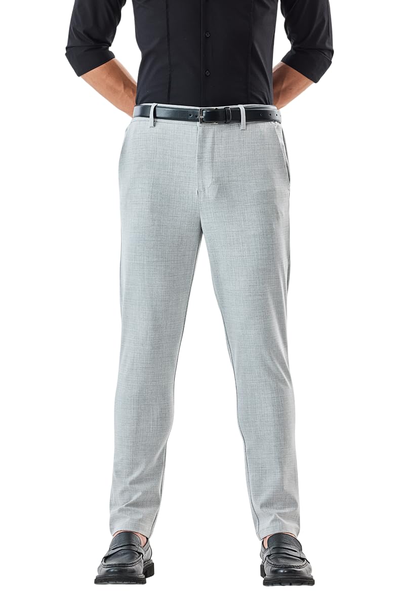 snitch Men Formal Trousers | Slim Fit Checkered Design | Polyester Blend & Medium-Stretch Fabric for Office & Business Meetings-picture-35