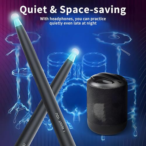 Image of Virtual Drum Stick Drum Set | Wireless Air Drumsticks with Speaker | Electric Drum Pad Experience | Portable Virtual Drum Instrument for Adults | Silent Practice Musical Instrument