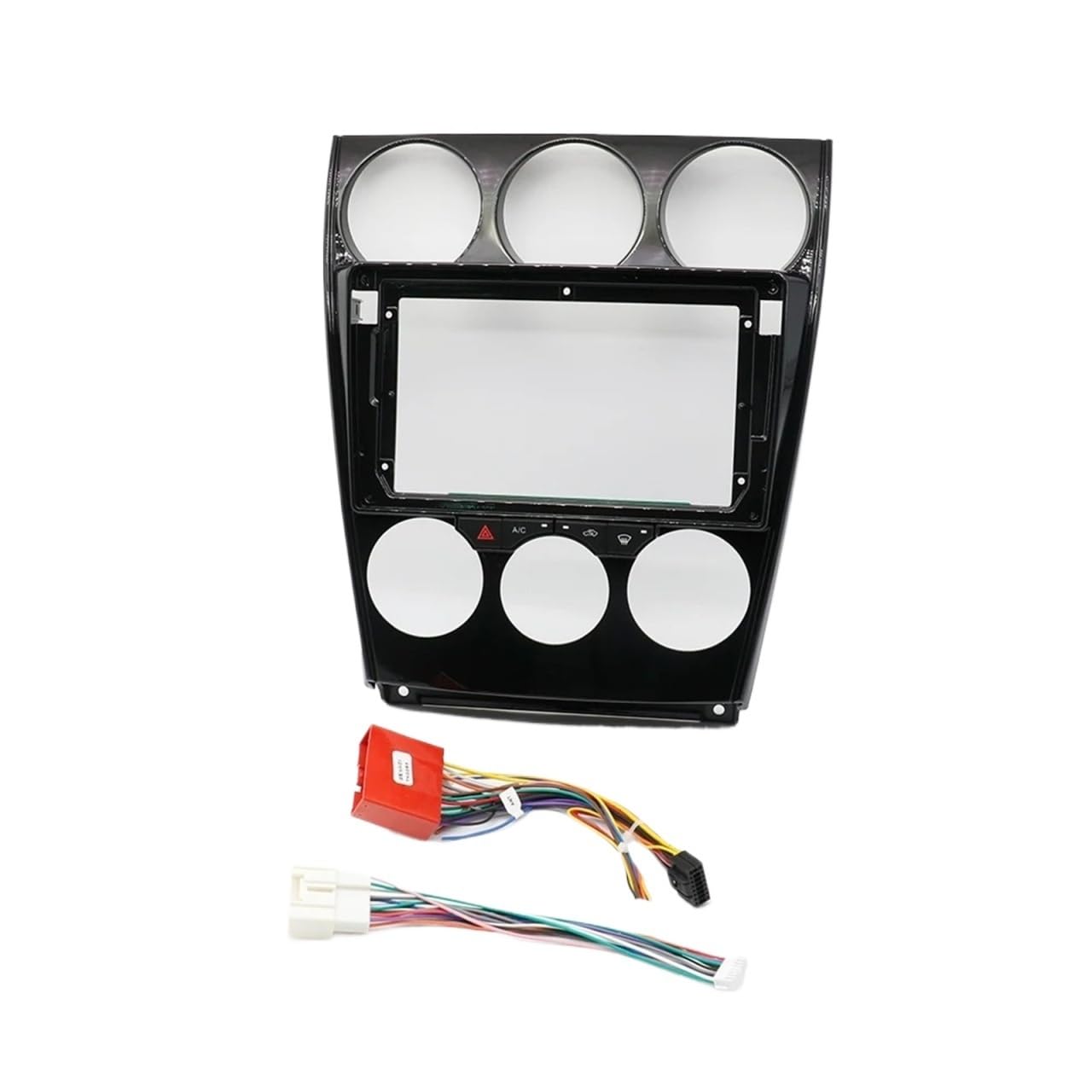 Cadre Panneau D'autoradio Cadre Voiture 9 Pouces, Panneau Stéréo Fascia, Tableau, Double Din, Climatisation, Câble d'alimentation Canbus Intégré pour Mazda 6 2002 – 2007