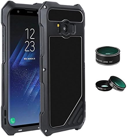 For Samsung Galaxy S8 Plus Phone Case with Camera Lens, 3 in 1 198 Degree Fisheye Lens+15X Macro Lens+Wide Angle Lens With IP54 Waterproof Dustproof Shockproof Aluminum Cases for Galaxy S8+
