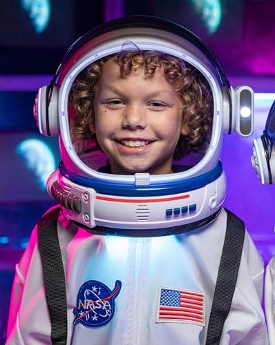 AEROSQUAD Astronaut Helmet Costumes for kids Nasa Astronaut LED Helmet with Movable Visor & Mission Sounds Toddler Halloween Costume Girl & Boy Role-Play Dress up