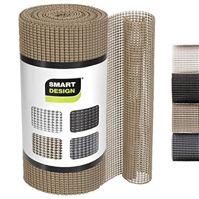 Smart Design Classic Grip Shelf Liner ¨C 12in x 20ft ¨C Non-Adhesive Drawer Liner with Strong Grip Helps Protect and Personalize Your Home Organization and Storage ¨C Taupe