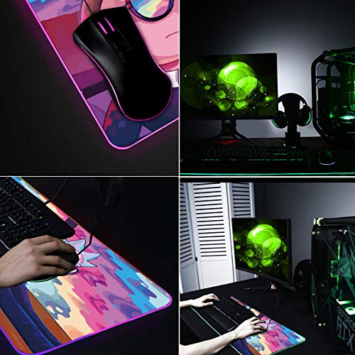 Envysun Rgb Mouse Pad Led Light Gaming Mouse Pad With Rubber Base Colorful Computer Carpet Desk Mat For Pc Laptop (31.5 11.8 Inch) (80X30 Rgmomo) #TOP6