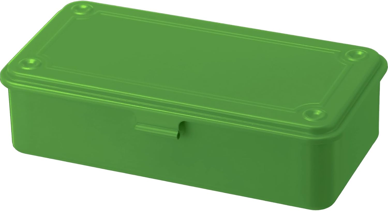 Steel Storage Box with Hinged Lid, Metal Container for Scrapbook Stamps, Rectangular Empty Hinged Metal Tool Box, Storage Organizer for Pegs Pens Stationary Office Supplies (Green)