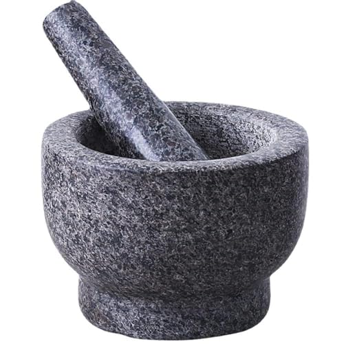 Auybuig 石臼 家庭用ニンニク臼 花崗岩 乳鉢 石うす すり鉢 にんにくつぶし 薬研 抗菌 健康 安全 乳鉢 調味料 すり鉢 多用途 コーヒー豆・研磨用 キッチン 用品 家庭用 (B,M)