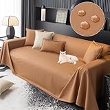 BECHAEO Waterproof Couch Cover for Dogs Washable Faux Leather Sectional Sofa Slipcover Furniture Protector Bed Cover for Pets Living Room Decor, Brown 79' x 118'
