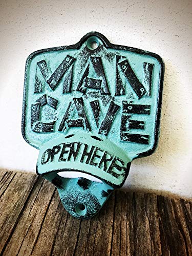Rustic Patina Man Cave Wall Mount Bottle Opener â€“ Durable Cast Iron â€“ Unique Bar DÃ©cor â€“ Menâ€™s Stocking Stuffer