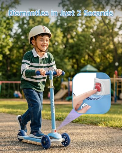Image of Gotrax KS1 Kids Kick Scooter, LED Lighted Wheels and 3 Adjustable Height Handlebars, Lean-to-Steer & Widen Anti-Slip Deck, 3 Wheel Scooter for Boys & Girls Ages 2-8 and up to 110 Lbs