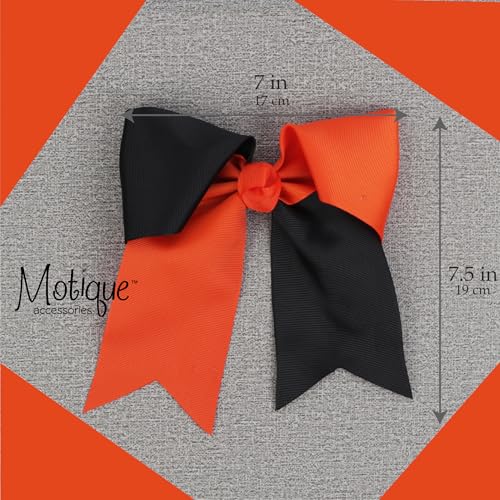 Pinza Jumbo de Moño Bicolor con Cintas (Naranja y Negro) miniatura 4
