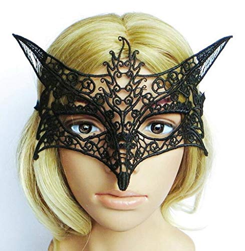 Emwel Womens Party Face Eye Mask, Lace Sexy Venetian Costume Masquerade Carnival Halloween Party Prom Ball Fancy Dress Mask Black