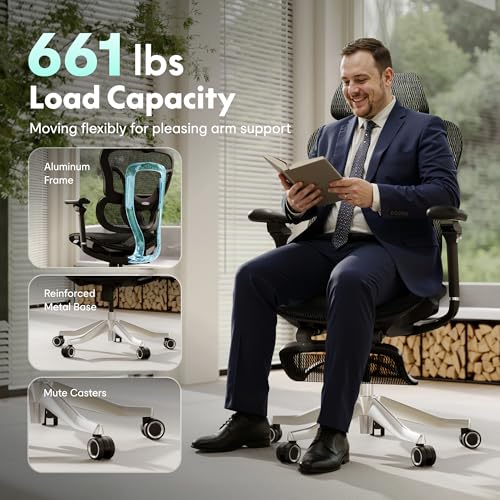 FLEXISPOT ErgoX Max Ergonomic Office Chair with footrest Black - Aluminum Alloy Frame & Base, 661 lb Capacity, 5D Armrests, 4D Adaptive Lumbar & 4D Headrest 1 — view 6