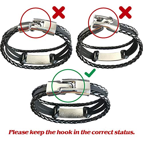 Edsg 173906 Personalized Mens Bracelet Leather Engraved Bracelet Gift For Dad Id Identity Customised Christmas Birthday Fathers Day Wedding Engraving Gift thumb #3
