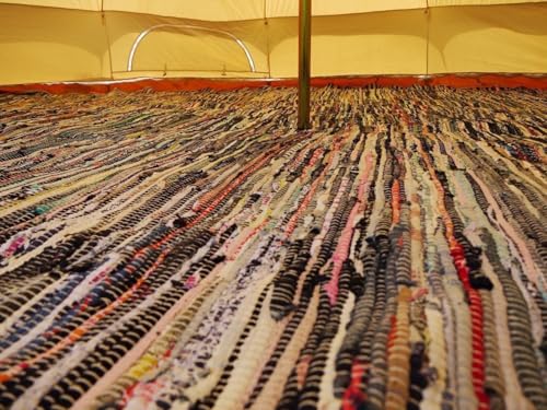 Bell Tent Boutique Bell Tent Chindi Rag Rug – Hand Loomed Recycled Cotton – Half Moon or Full Floor Mat – Fits 3m to 6m ZIG Tents - Image 2