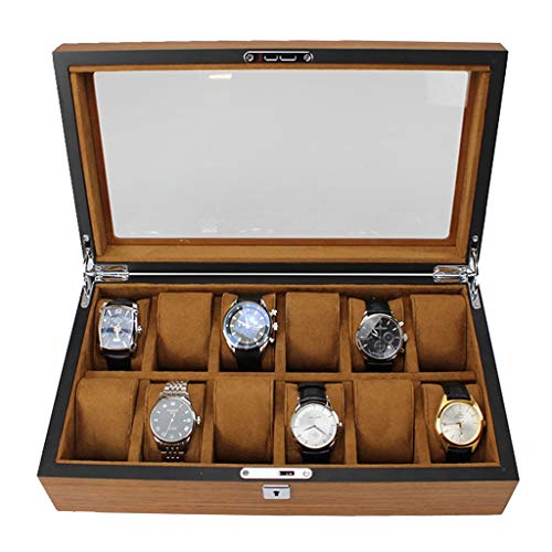 Preisvergleich Produktbild Aufbewahrung Uhrenbox Haushalt Uhr Aufbewahrungsbox Schmuckschatulle Mit Schloss Uhr-Anzeigen-Box (Color : Brown, Size : 37.5 * 9.5 * 21.5cm)