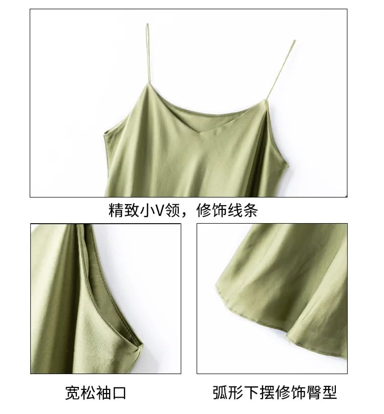 Camisole D'Été En Soie Double Épaisseur De Couleur Unie Pour Femmes, Débardeur Bandeau Sexy À Col En V