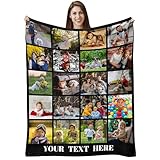 Ships Next Day, Custom Blanket with Picture Text Printed in USA, Personalized Photos Blankets and Throws Customized Blanket Customizable Gifts for Men Boyfriend Girlfriend Wife Husband Christmas