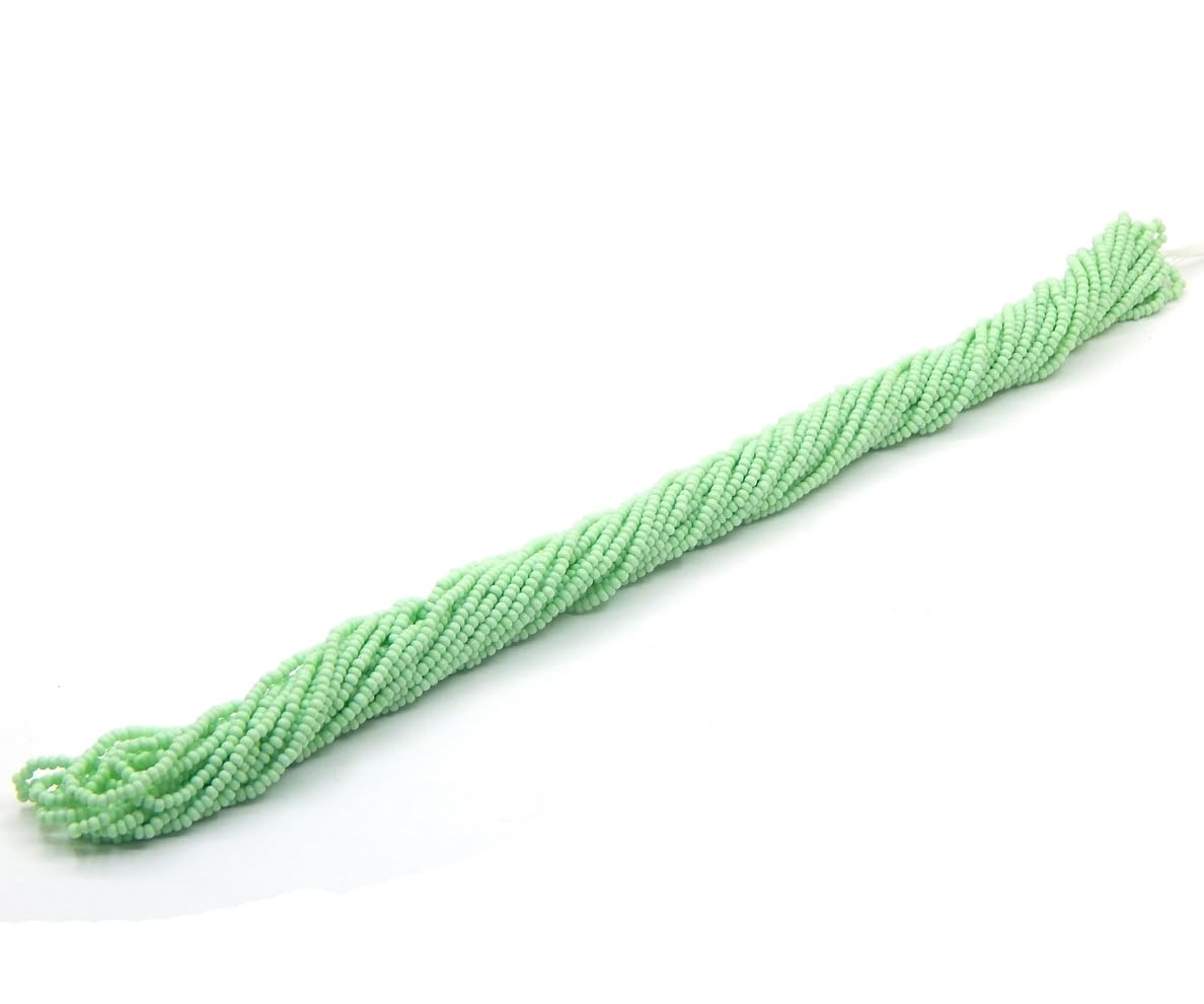 Perlin 2 mm Seed Beads Glass Beads 9000 Pieces Indian Seed Beads Pony Beads Preciosa Ornela Czech CZ 11/0 on Multiple Strands Round Light Green Opaque - Image 4