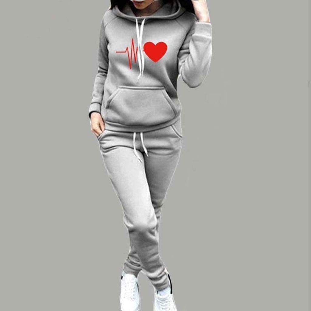 JJZXD Women's Tracksuit Hoodies Piece Set Sweatshirt Pants Women Sport  Suit Spring and Autumn Sportswear (Color A, Size XXX-Large)