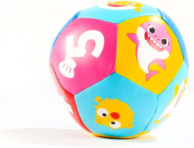 ODS - Baby Shark, Baby Ball Ultra Soft, 12 cm Soft Ball, Early Childhood Game for Touch and Visual Development with Numbers, Faux Leather, Recommended Age +6 Months