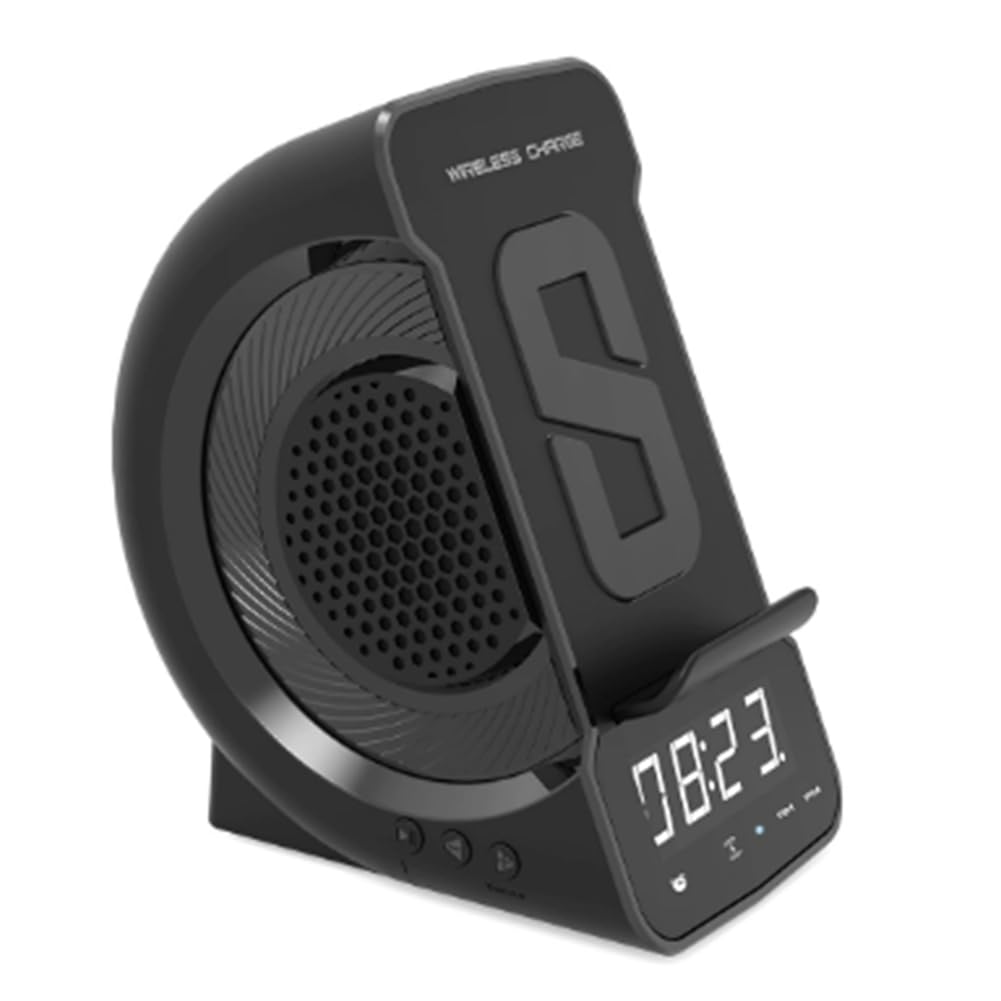 UDSKNV[KSL Wireless Bluetooth Speaker Fashion with LED Display Alarm Clock Fast Charger Portable Outdoor Design