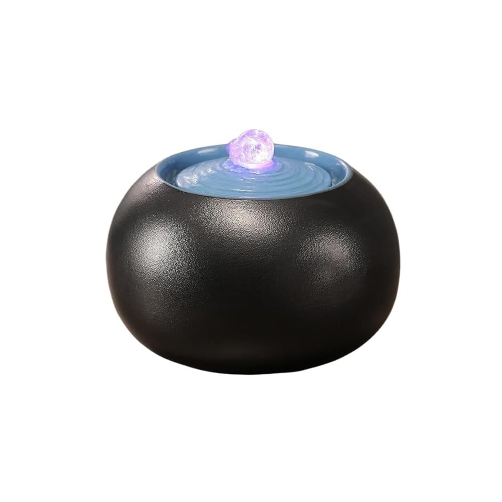 water feature Simple Ceramic Water Feature Circulating Fountain with Electric Submersible Pump(Black)