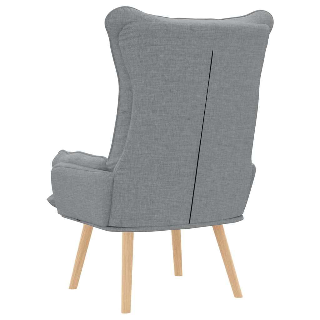 Krzesło relaksacyjne jasnoszare, 69 x 74 x 93 cm, obicie z materiału, ergonomiczny fotel wypoczynkowy z nogami z litego drewna do salonu, sypialni i kącika do czytania