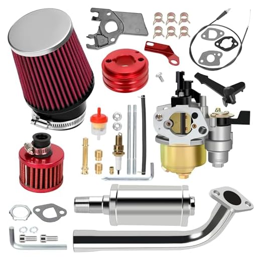 YOXUFA 212cc Carburetor Exhaust Pipe Muffler Stage 2 Kit for Predator 212cc 224cc 196cc 200 6.5hp Engine Coleman CT200U BT200X CT200U-EX Baja Warrior MB200 GX160 Mini Bike Go Kart Parts