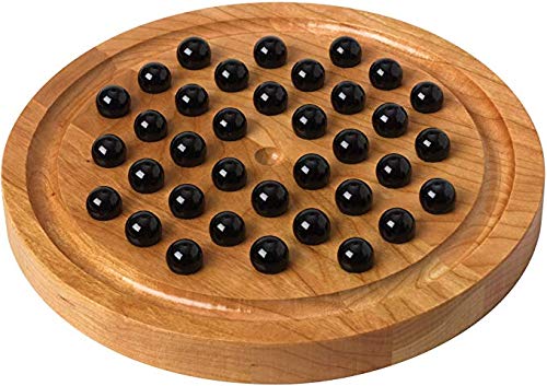 Whitewhale White Whale Handmade Games Solitaire Board In Wood With Glass Marbles - Gifts for Kids and Adults