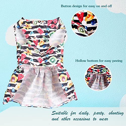 Yanmucy Dog Dresses For Small Dogs Pet Flower Fruits Pineapples Print Summer Clothes Cat Cute Princess Dress Female Dog Outfit For Yorkie Teddy Pomeranian Chihuahua (Large, Black Fruit) #TOP5
