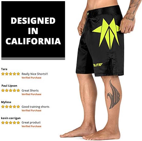 Elite Sports Star Series Fight Shorts - UFC, MMA, BJJ, Muay Thai, WOD, No-GI, Kickboxing, Boxing Shorts