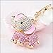 Reizteko Cute Big Ears Elephant Keychain Sparkling Keyring Crystal Purse Car Pendant Rhinestones Handbag Charm (Pink)