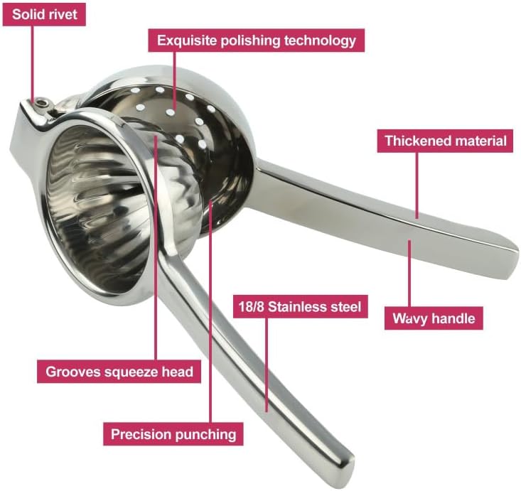 Miniatura 7 de Exprimidor de limón de acero inoxidable, exprimidor de lima y naranja, herramienta de cocina fácil, exprimidor manual de cítricos, exprimidor fácil