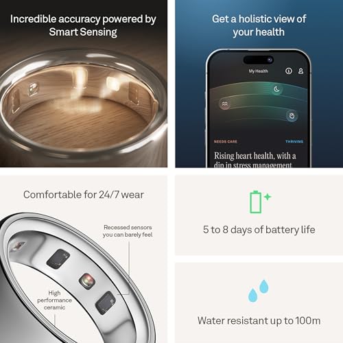 Image of OURA Ring 4 - Silver - Size 11 - Smart Ring | Size First Ring 4 Sizing Kit | Sleep Tracking Wearable - Heart Rate - Fitness Tracker - Up to 8 Days Battery Life